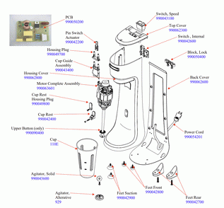 Diagram Diagram and Parts List for HMD200-CCC-B  Hamilton Beach Drink Mixer